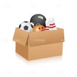 Cardboard Box Filled with Sports Balls